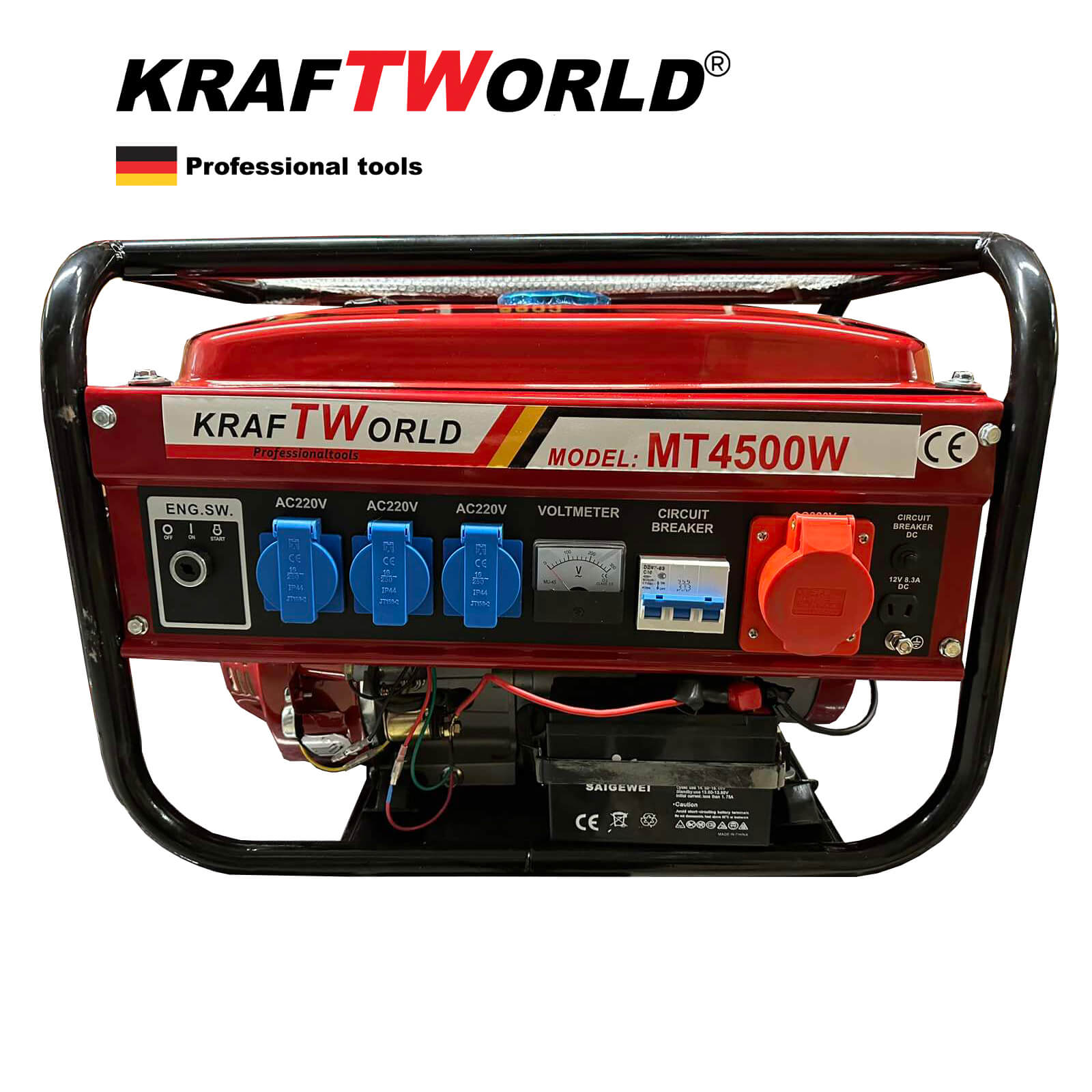 4,5kW Четиритактов Генератор за ток KraftWorld – Агрегат с акумулатор и електростартер ГЕНЕРАТОРИ 4,5kW Четиритактов Генератор за ток KraftWorld – Агрегат с акумулатор и електростартер