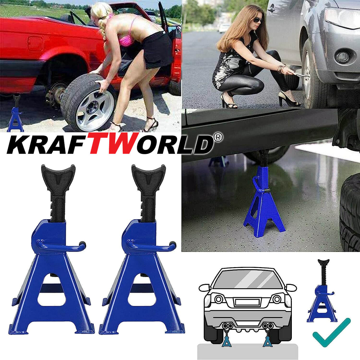 Подпорни стойки за кола 3т KraftWorld – 2бр комплект АВТО Подпорни стойки за кола 3т KraftWorld – 2бр комплект