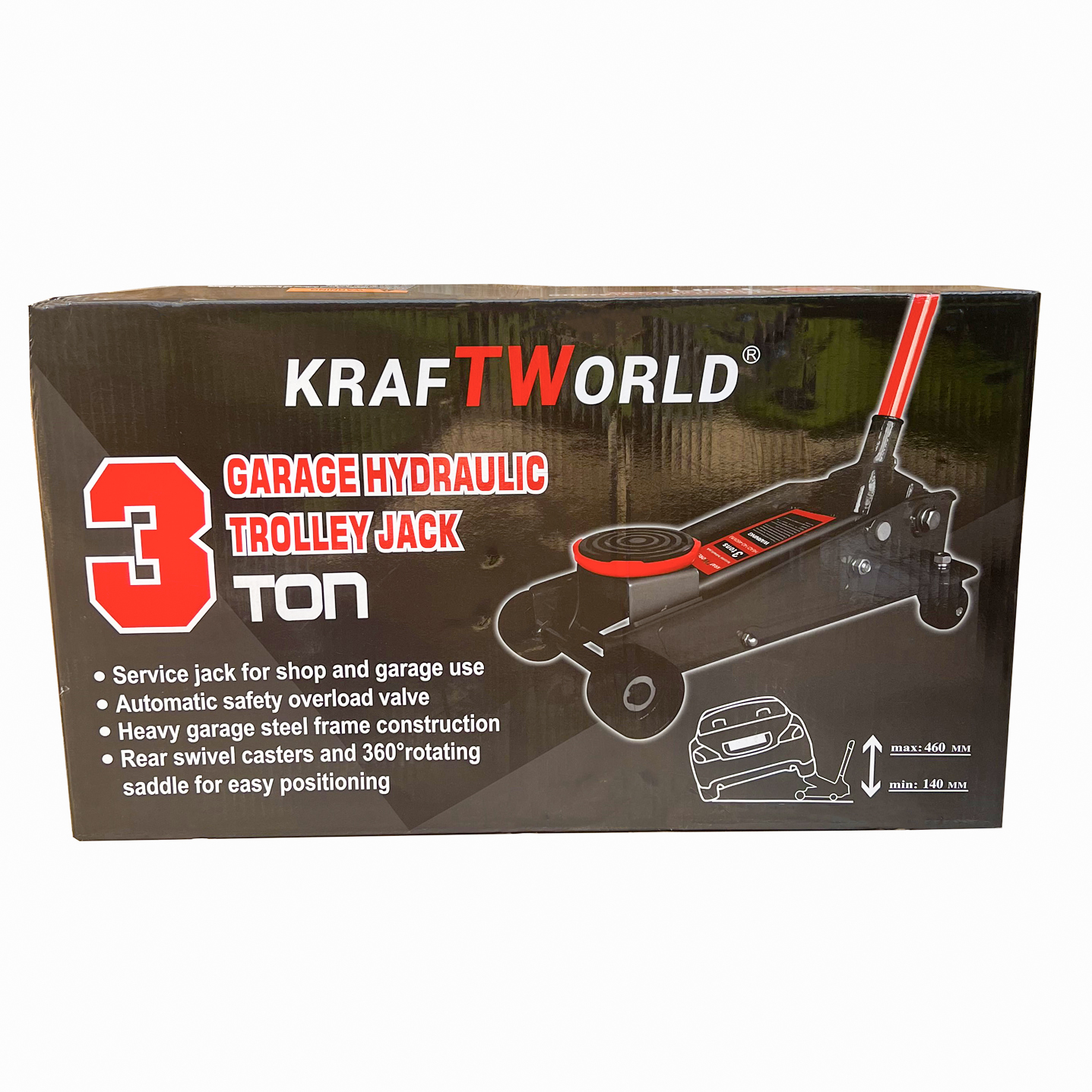 KraftWorld Нископрофилен Хидравличен Крик 3T и Гайковерт с 17 Части АВТО KraftWorld Нископрофилен Хидравличен Крик 3T и Гайковерт с 17 Части