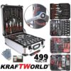 Куфар с инструменти 499 части KraftWorld - тресчотни ключове,тресчотка, клещи, отвертки