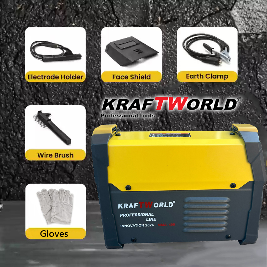 Инверторен Електрожен 400А KraftWorld + Соларни Очила – с Дисплей, Куфар, Кабели, Маска, Чукче ЕЛЕКТРОЖЕНИ Инверторен Електрожен 400А KraftWorld + Соларни Очила – с Дисплей, Куфар, Кабели, Маска, Чукче
