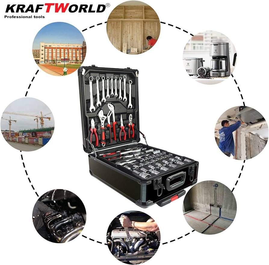 Куфар KraftWorld с Инструменти 1200 части – Тресчотни ключове, Тресчотка, Клещи, Отвертки + Подарък Гедоре 46 части РЪЧНИ ИНСТРУМЕНТИ Куфар KraftWorld с Инструменти 1200 части – Тресчотни ключове, Тресчотка, Клещи, Отвертки + Подарък Гедоре 46 части