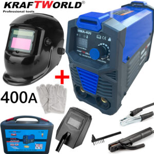 Инверторен Електрожен 400А KraftWorld + Соларна Маска – с Дисплей, Куфар, Кабели, Маска, Чукче ЕЛЕКТРОЖЕНИ Инверторен Електрожен 400А KraftWorld + Соларна Маска – с Дисплей, Куфар, Кабели, Маска, Чукче