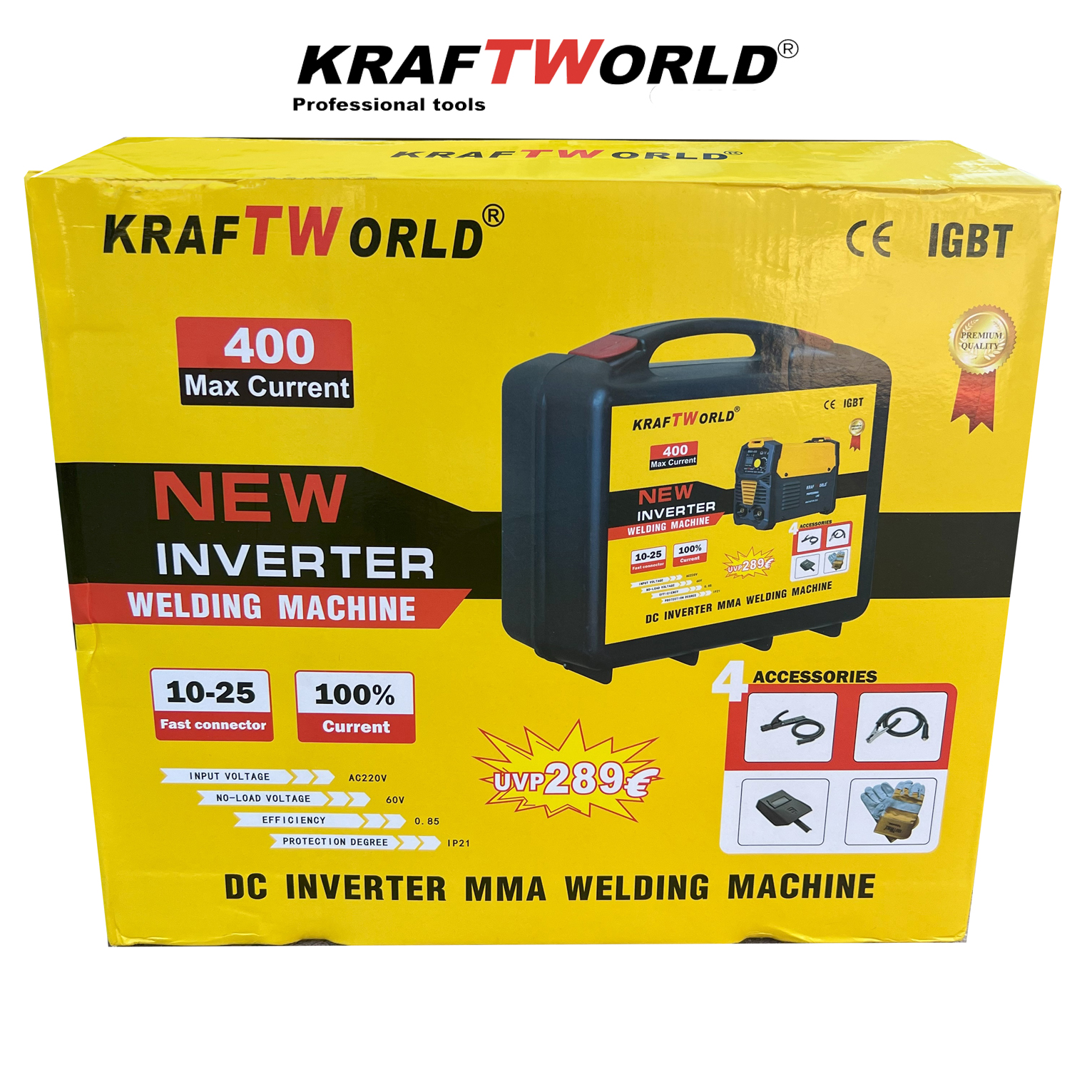 Инверторен Електрожен 400А KraftWorld + Соларни Очила – с Дисплей, Куфар, Кабели, Маска, Чукче ЕЛЕКТРОЖЕНИ Инверторен Електрожен 400А KraftWorld + Соларни Очила – с Дисплей, Куфар, Кабели, Маска, Чукче