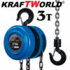 Ръчна лебедка 3t с верига с лостов механизъм KraftWorld 3m въже