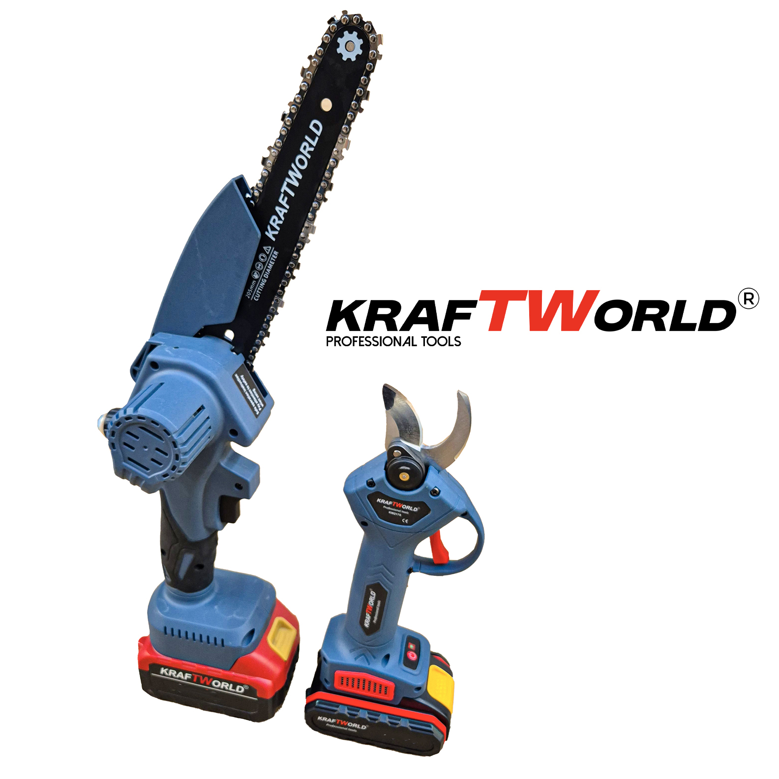 Комплект: Мини Резачка и Лозарска Ножица KraftWorld с 2бр батерии АКУМУЛАТОРНИ ИНСТРУМЕНТИ Комплект: Мини Резачка и Лозарска Ножица KraftWorld с 2бр батерии
