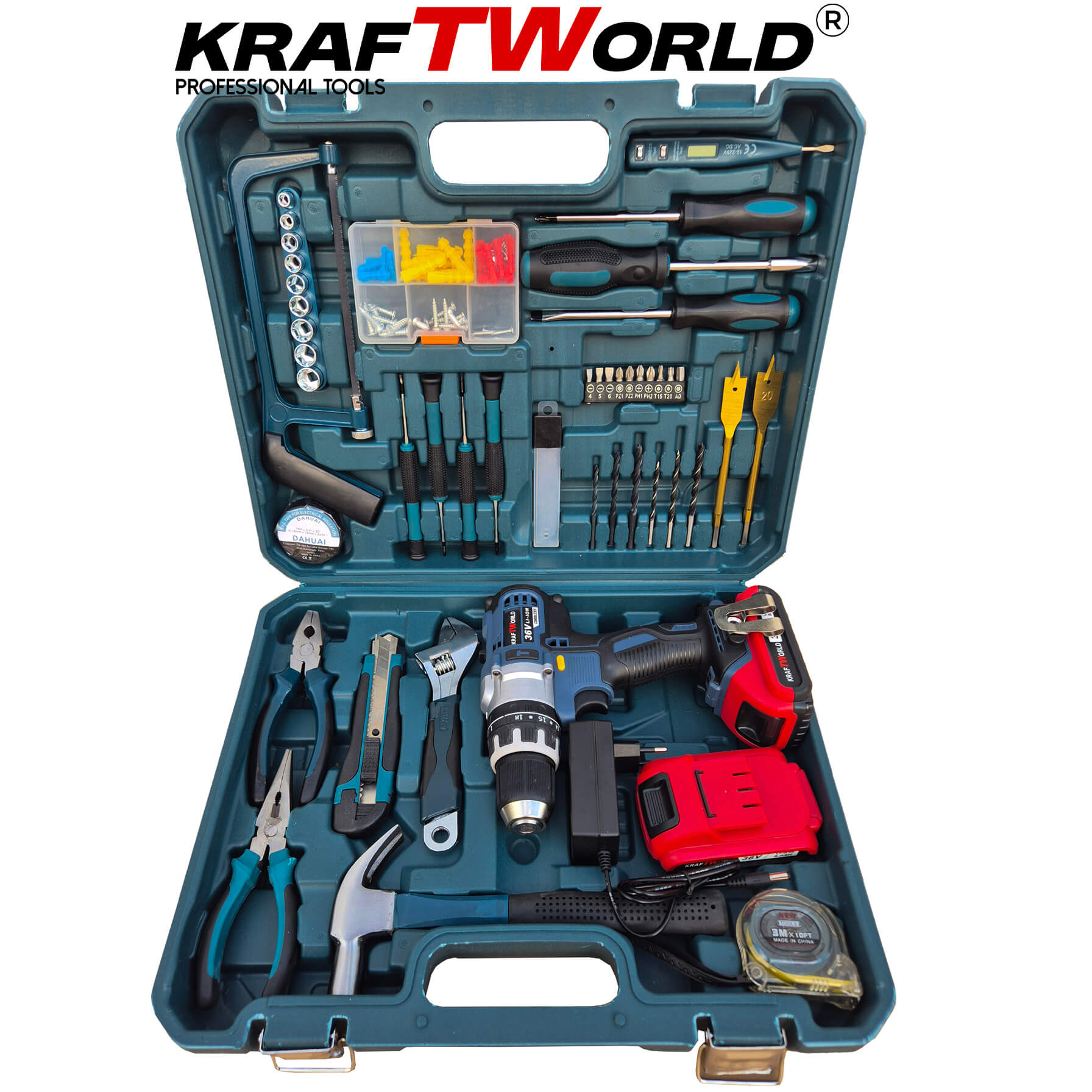 Акумулаторен Ударен Винтоверт KraftWorld с 2 Батерии 24V 4Ah с 111 части Комплект Инструменти АКУМУЛАТОРНИ ИНСТРУМЕНТИ Акумулаторен Ударен Винтоверт KraftWorld с 2 Батерии 24V 4Ah с 111 части Комплект Инструменти