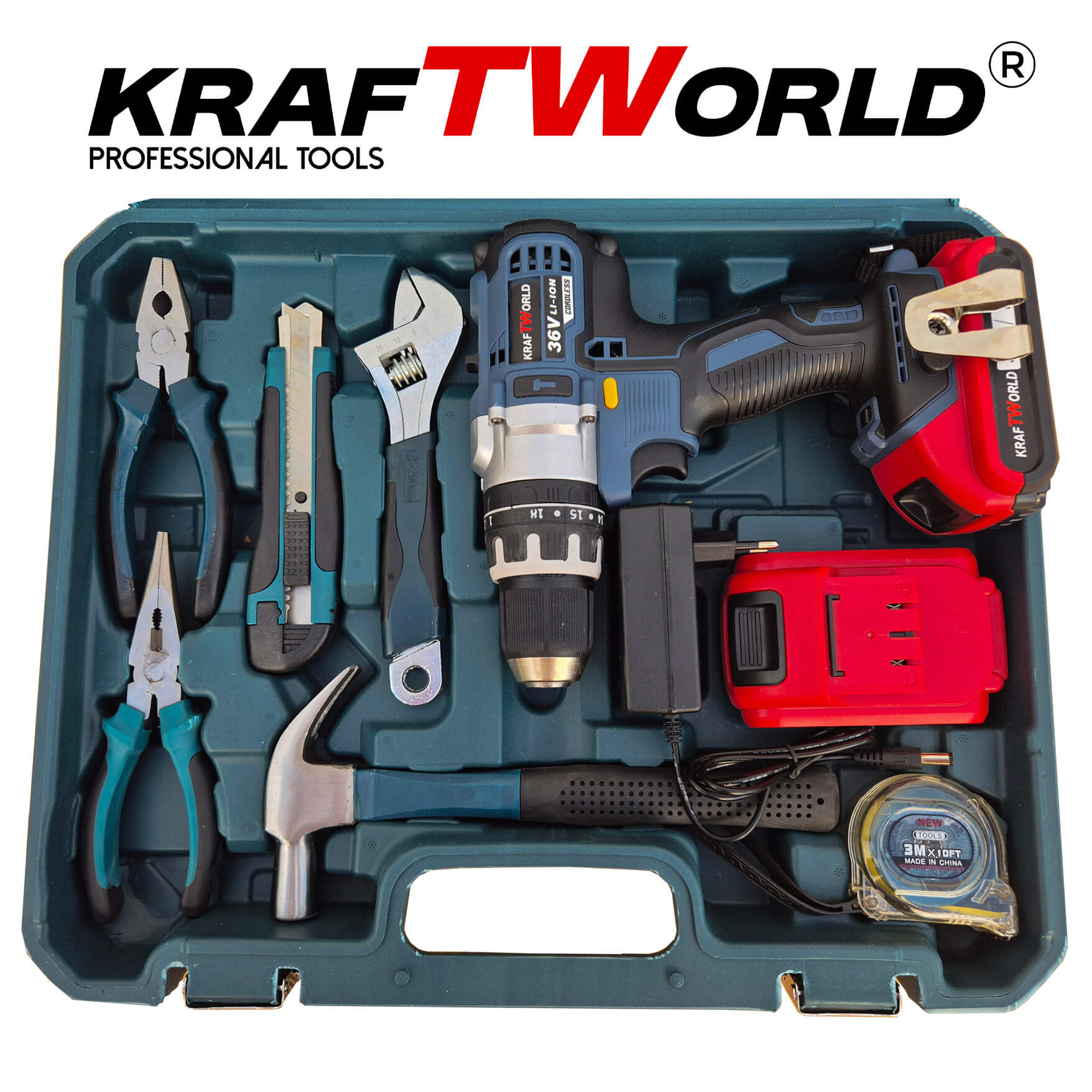 Акумулаторен Ударен Винтоверт KraftWorld с 2 Батерии 24V 4Ah с 111 части Комплект Инструменти АКУМУЛАТОРНИ ИНСТРУМЕНТИ Акумулаторен Ударен Винтоверт KraftWorld с 2 Батерии 24V 4Ah с 111 части Комплект Инструменти