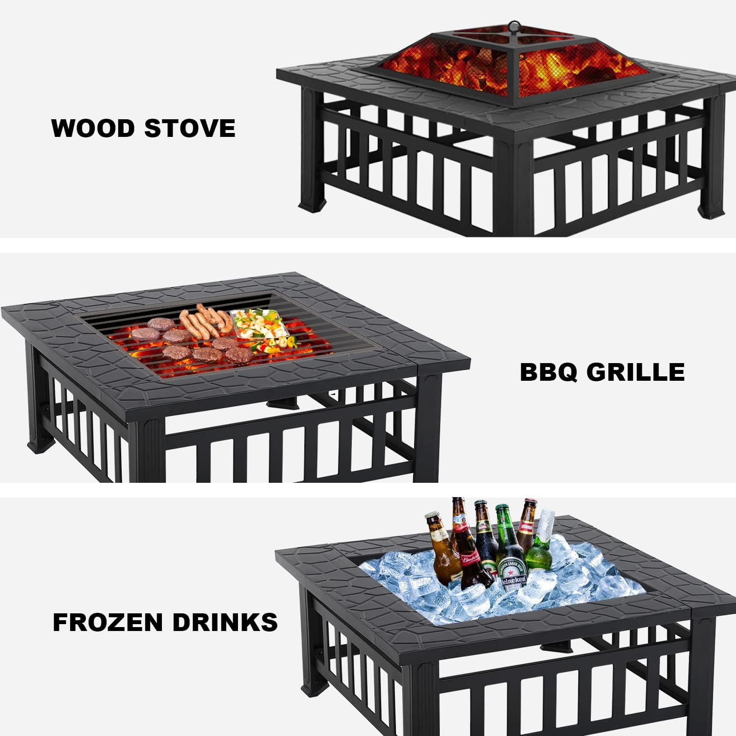 Градинска маса 3в1 KraftWorld Garden Line – BBQ, камина, ледарка ГРАДИНСКИ МЕБЕЛИ Градинска маса 3в1 KraftWorld Garden Line – BBQ, камина, ледарка