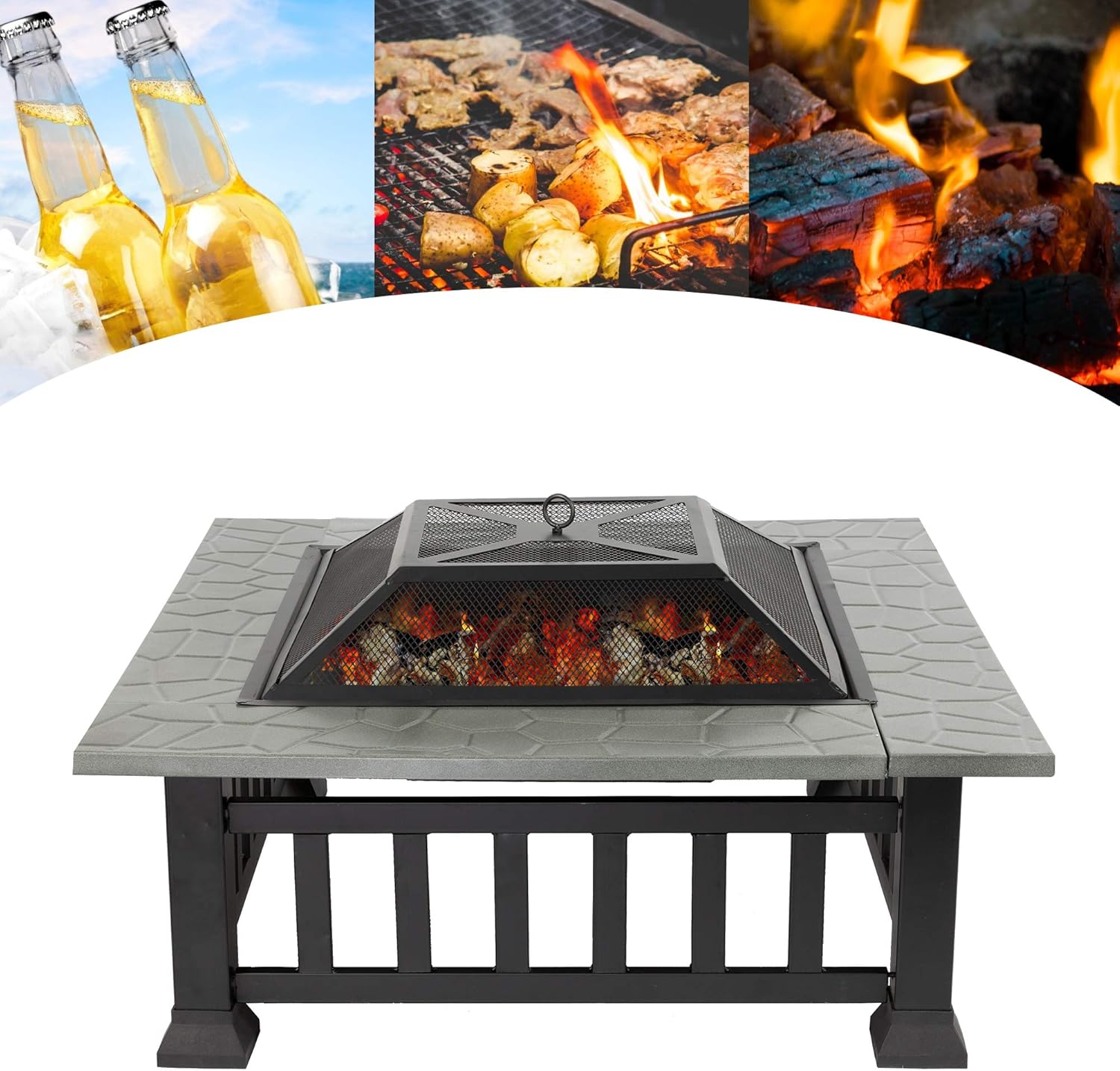 Градинска маса 3в1 KraftWorld Garden Line – BBQ, камина, ледарка ГРАДИНСКИ МЕБЕЛИ Градинска маса 3в1 KraftWorld Garden Line – BBQ, камина, ледарка