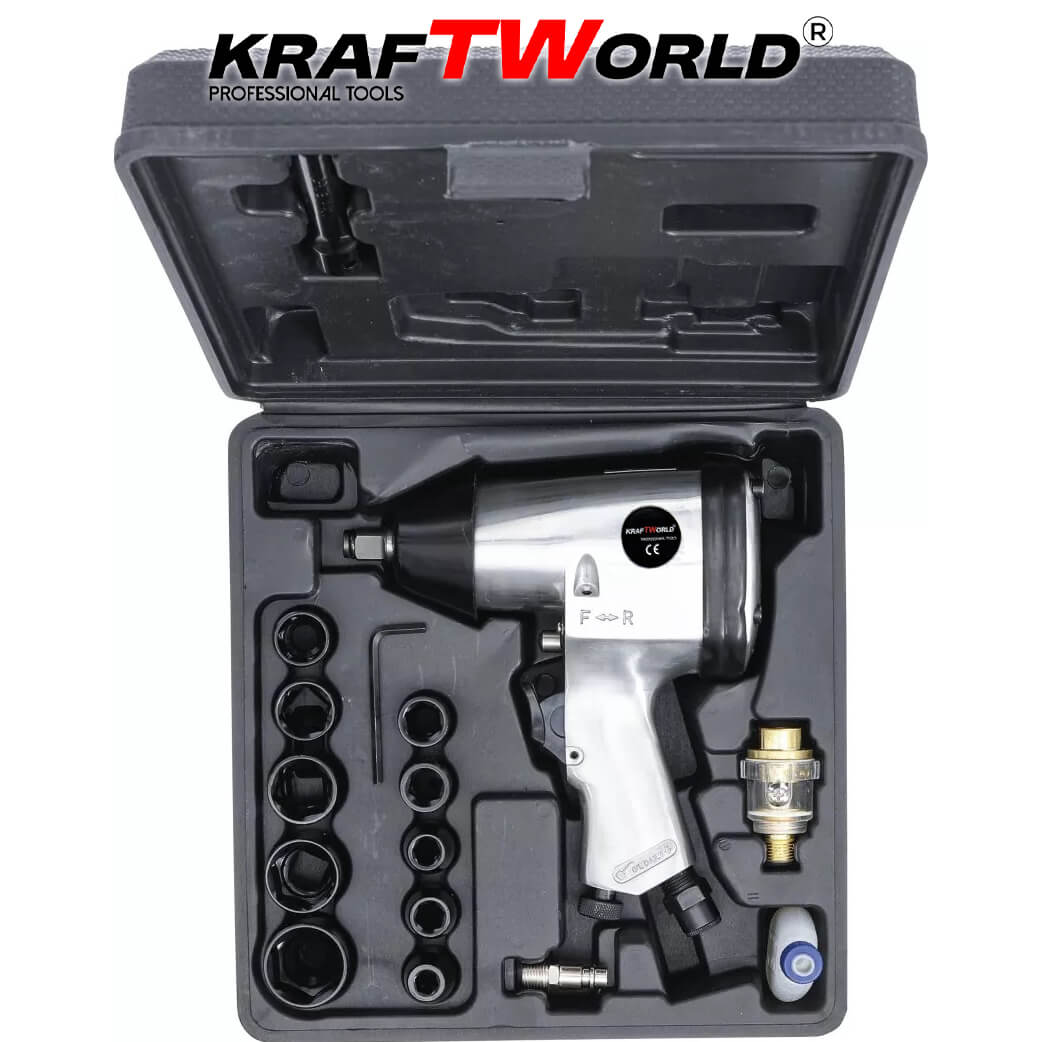 KraftWorld Нископрофилен Хидравличен Крик 3T и Гайковерт с 17 Части АВТО KraftWorld Нископрофилен Хидравличен Крик 3T и Гайковерт с 17 Части