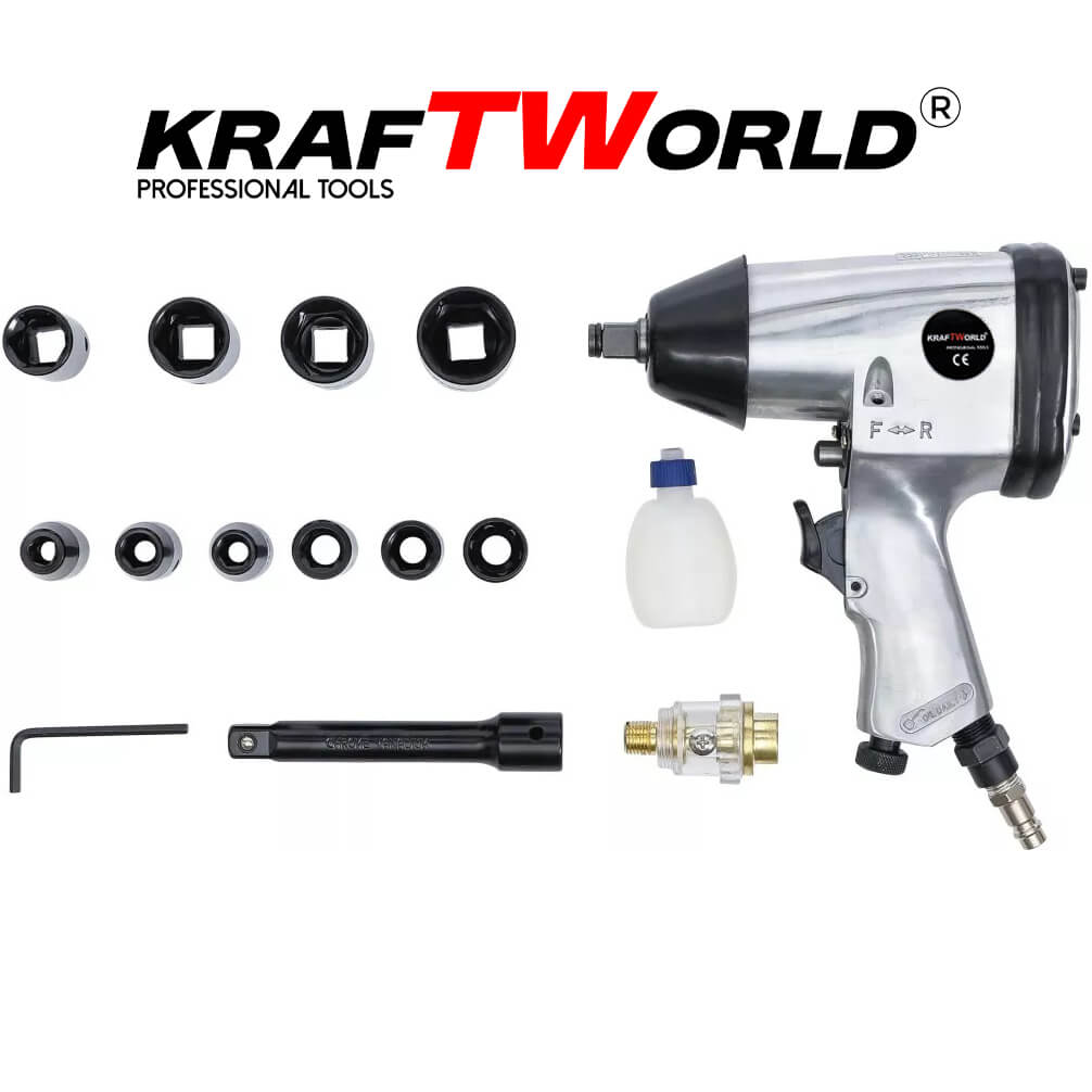 KraftWorld Нископрофилен Хидравличен Крик 3T и Гайковерт с 17 Части АВТО KraftWorld Нископрофилен Хидравличен Крик 3T и Гайковерт с 17 Части