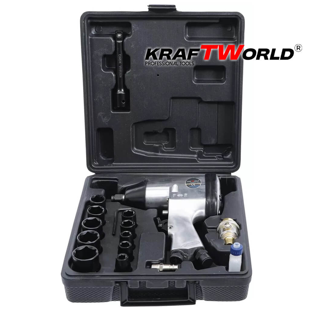 KraftWorld Нископрофилен Хидравличен Крик 3T и Гайковерт с 17 Части АВТО KraftWorld Нископрофилен Хидравличен Крик 3T и Гайковерт с 17 Части