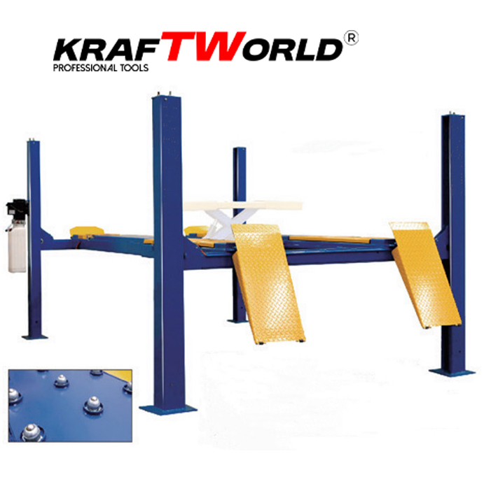 Професионален подемник KraftWorld 4,5тона Електрохидравличен четириколонен крик за автосервиз АВТО Професионален подемник KraftWorld 4,5тона Електрохидравличен четириколонен крик за автосервиз