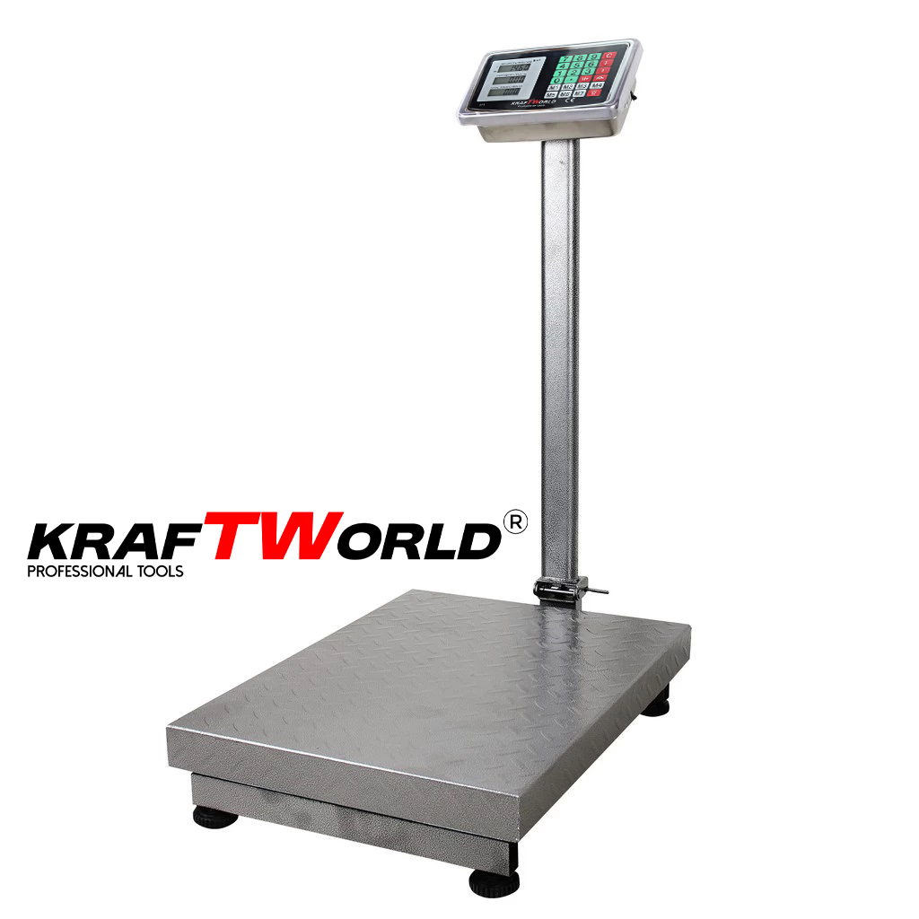 Електронен платформен кантар KraftWorld – до 1000 кг, платформа 80×60см ЗА ДОМА Електронен платформен кантар KraftWorld – до 1000 кг, платформа 80×60см