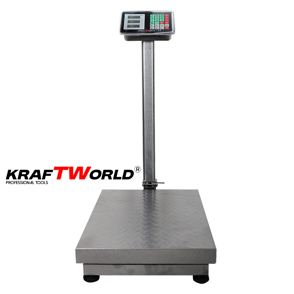 Електронен платформен кантар KraftWorld – до 1000 кг, платформа 80×60см ЗА ДОМА Електронен платформен кантар KraftWorld – до 1000 кг, платформа 80×60см