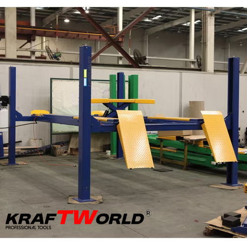 Професионален подемник KraftWorld 4,5тона Електрохидравличен четириколонен крик за автосервиз АВТО Професионален подемник KraftWorld 4,5тона Електрохидравличен четириколонен крик за автосервиз