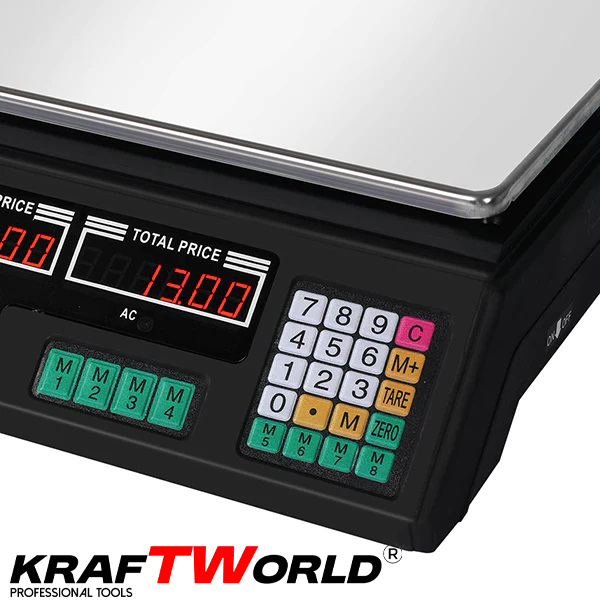 Електронен кантар KraftWorld до 40 кг – Везна с метален плот,памет за 7 артикула ЗА ДОМА Електронен кантар KraftWorld до 40 кг – Везна с метален плот,памет за 7 артикула