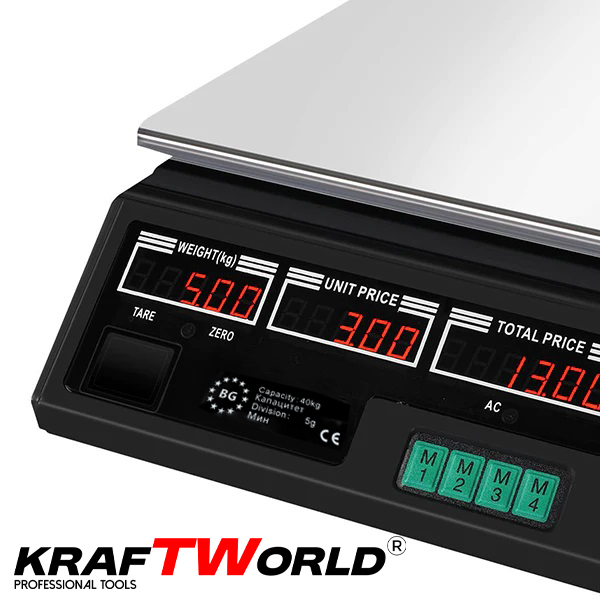 Електронен кантар KraftWorld до 40 кг – Везна с метален плот,памет за 7 артикула ЗА ДОМА Електронен кантар KraftWorld до 40 кг – Везна с метален плот,памет за 7 артикула