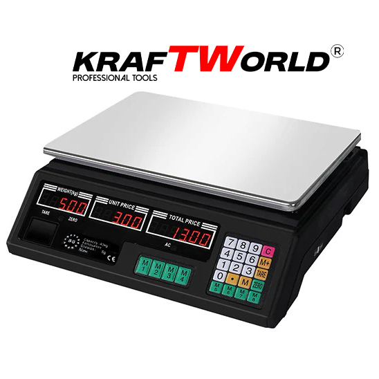 Електронен кантар KraftWorld до 40 кг – Везна с метален плот,памет за 7 артикула ЗА ДОМА Електронен кантар KraftWorld до 40 кг – Везна с метален плот,памет за 7 артикула