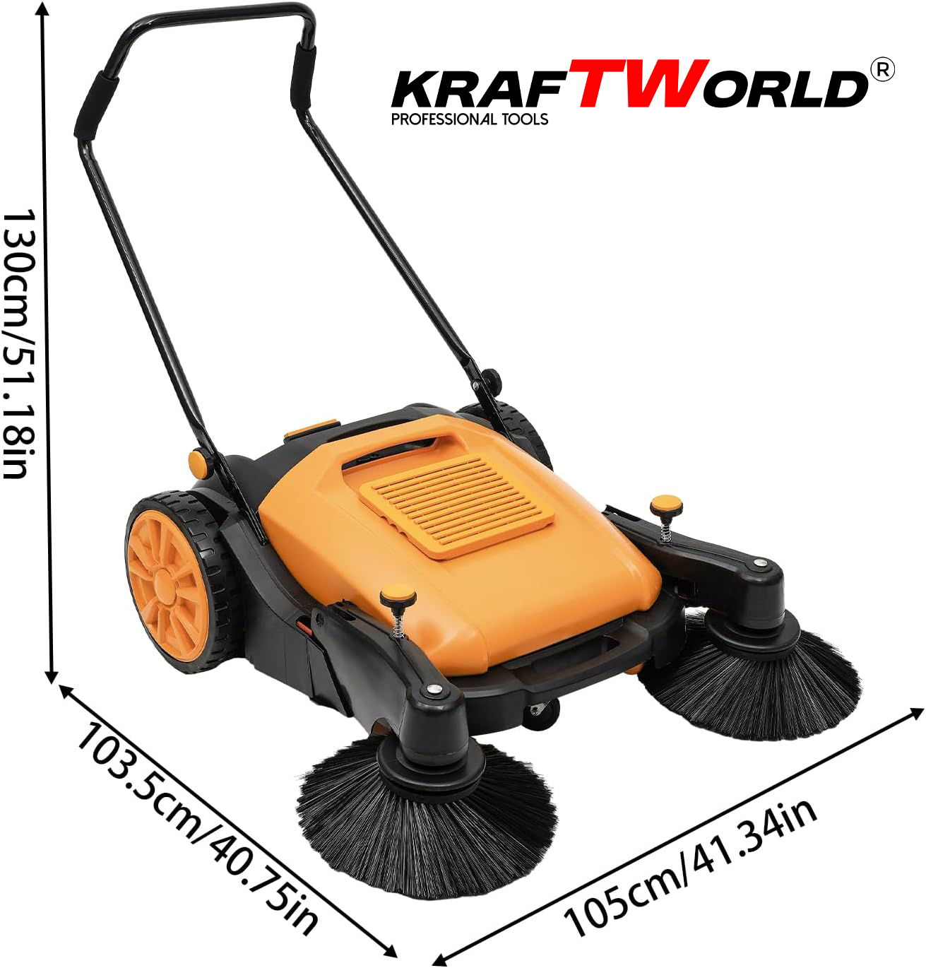 Механична машина за метене KraftWorld с 45л контейнер и 105см ширина ДВОР И ГРАДИНА Механична машина за метене KraftWorld с 45л контейнер и 105см ширина