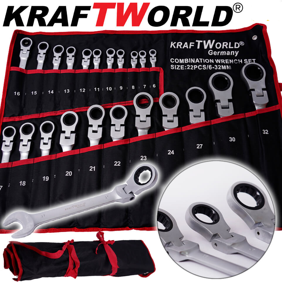 Звездогаечни Ключове KraftWorld – 22 Части – 6-32 мм с Чупещо Рамо АВТО Звездогаечни Ключове KraftWorld – 22 Части – 6-32 мм с Чупещо Рамо