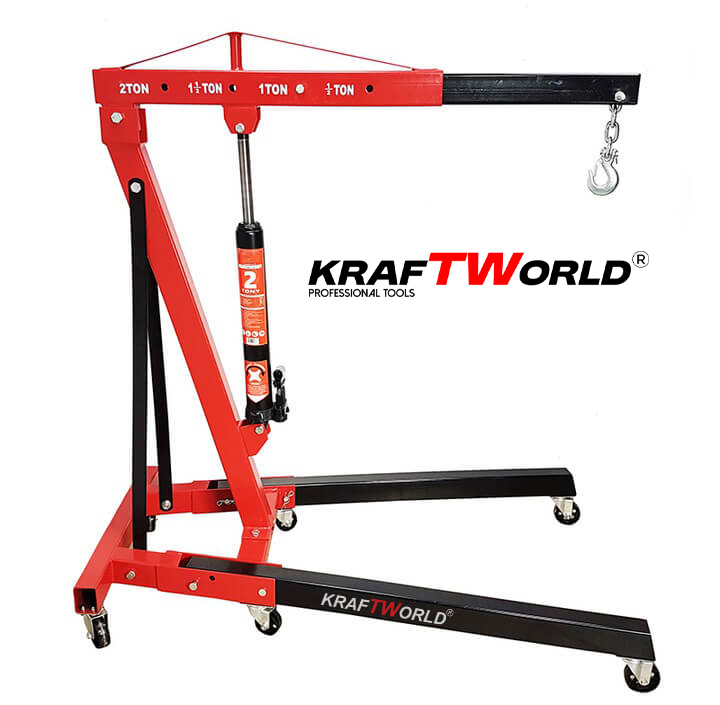 KraftWorld Кран за Двигатели – 2 Тона, Сгъваеми Крака и Регулируемо Рамо АВТО KraftWorld Кран за Двигатели – 2 Тона, Сгъваеми Крака и Регулируемо Рамо