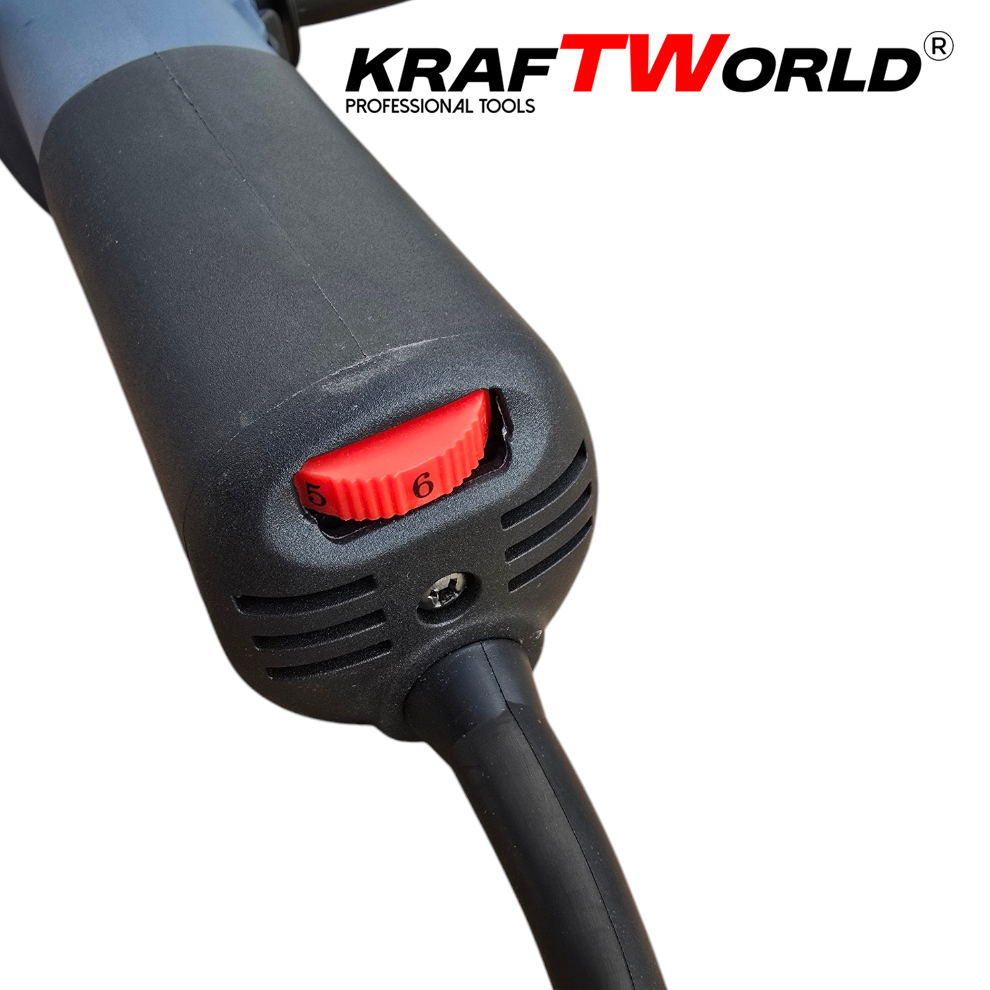 Ъглошлайф 125 мм KraftWorld с плавен старт и регулиране на оборотите ЕЛЕКТРИЧЕСКИ ИНСТРУМЕНТИ Ъглошлайф 125 мм KraftWorld с плавен старт и регулиране на оборотите
