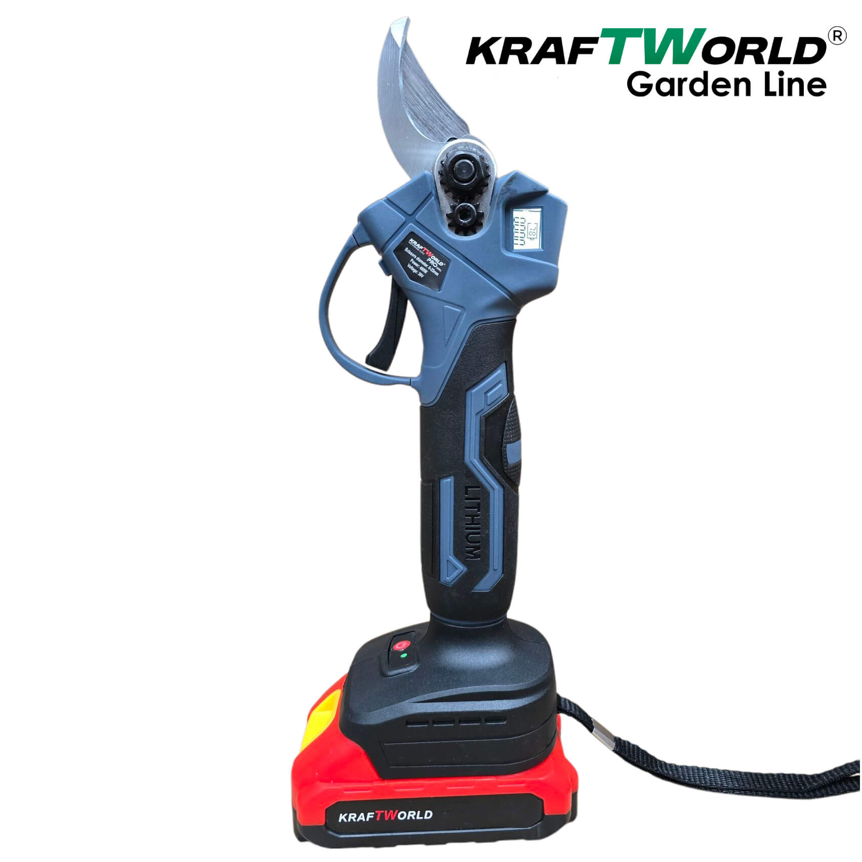 Акумулаторна Лозарска Ножица KraftWorld 24V 4Ah с LCD дисплей АКУМУЛАТОРНИ ИНСТРУМЕНТИ Акумулаторна Лозарска Ножица KraftWorld 24V 4Ah с LCD дисплей