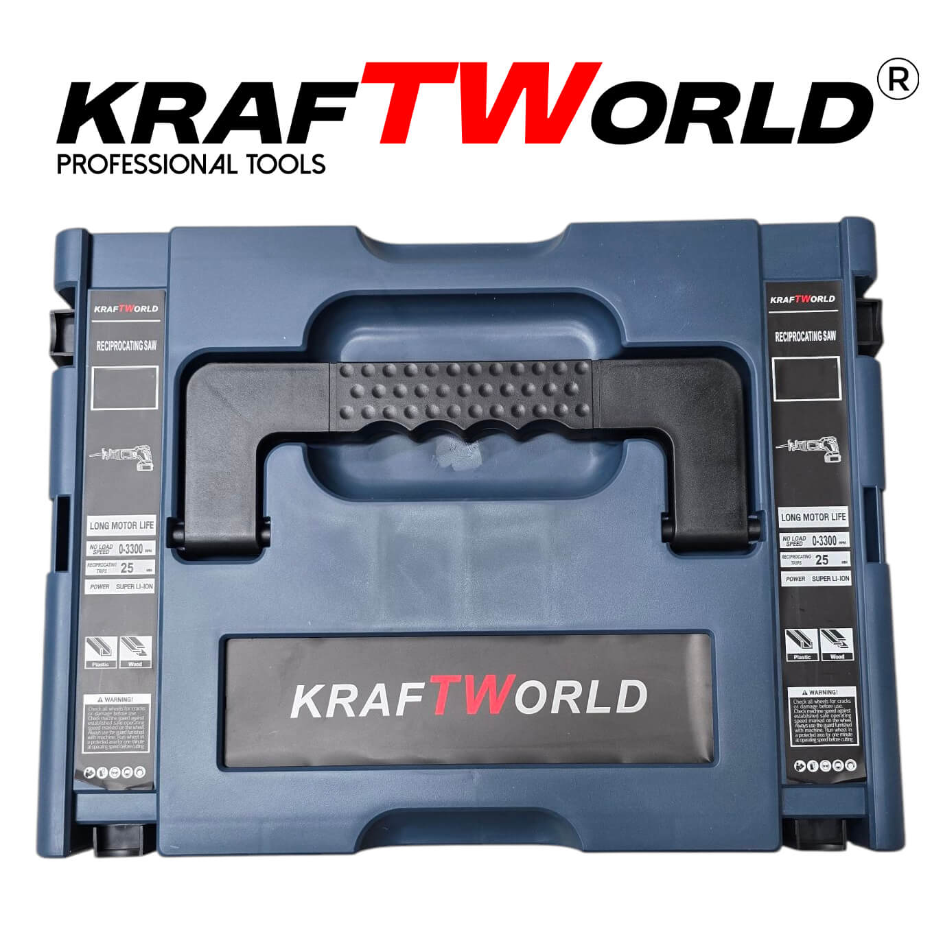 Професионален Акумулаторен Саблен Трион KraftWorld + 3 ножчета АКУМУЛАТОРНИ ИНСТРУМЕНТИ Професионален Акумулаторен Саблен Трион KraftWorld + 3 ножчета
