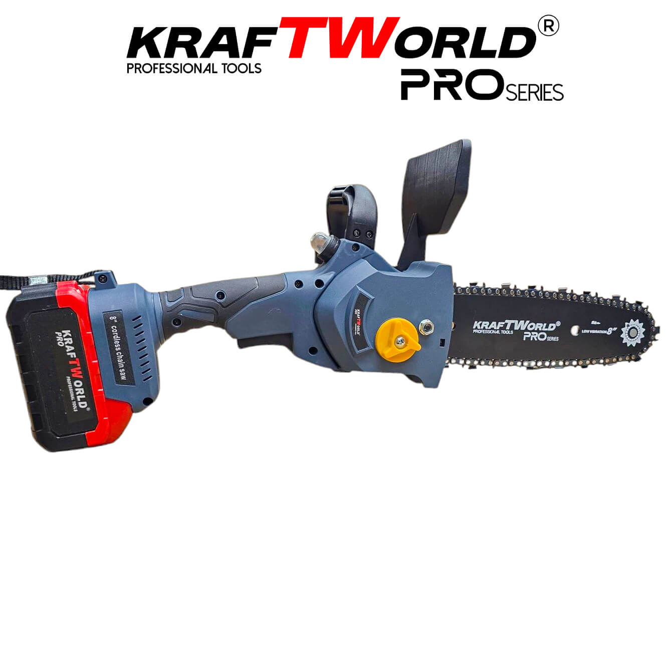 KraftWorld Акумулаторна Верижна Резачка 8″ с Авто Омасляване, Brushless Мотор АКУМУЛАТОРНИ ИНСТРУМЕНТИ KraftWorld Акумулаторна Верижна Резачка 8″ с Авто Омасляване, Brushless Мотор