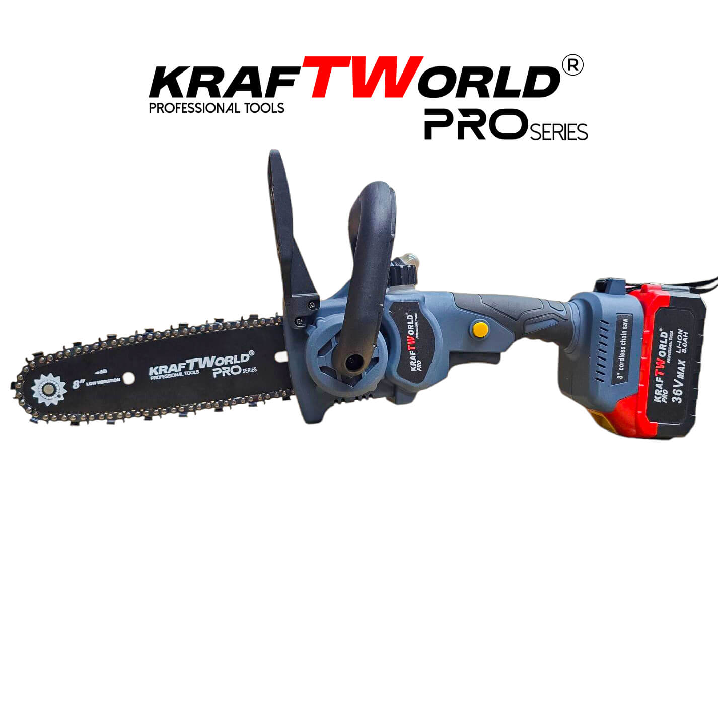 KraftWorld Акумулаторна Верижна Резачка 8″ с Авто Омасляване, Brushless Мотор АКУМУЛАТОРНИ ИНСТРУМЕНТИ KraftWorld Акумулаторна Верижна Резачка 8″ с Авто Омасляване, Brushless Мотор