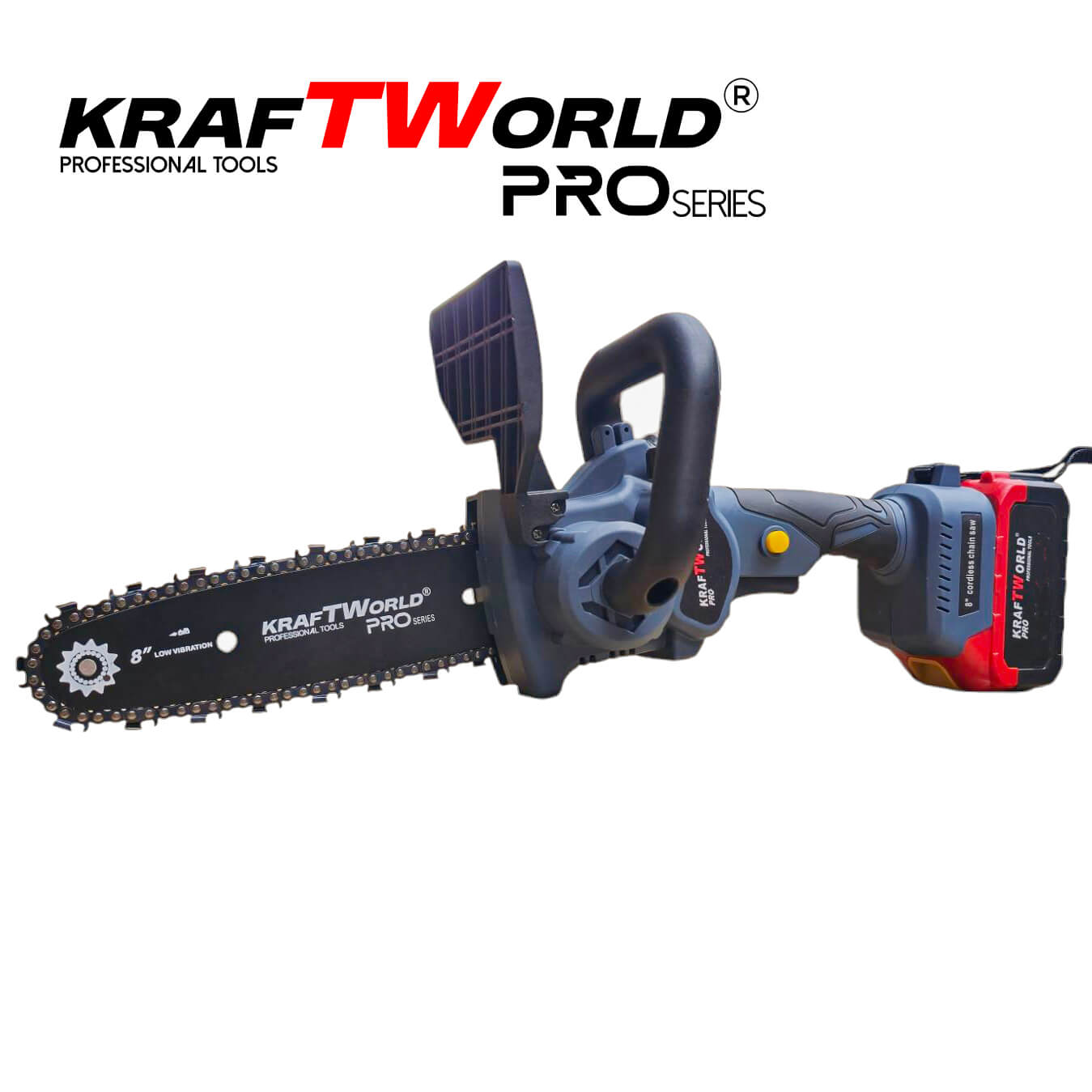 KraftWorld Акумулаторна Верижна Резачка 8″ с Авто Омасляване, Brushless Мотор АКУМУЛАТОРНИ ИНСТРУМЕНТИ KraftWorld Акумулаторна Верижна Резачка 8″ с Авто Омасляване, Brushless Мотор