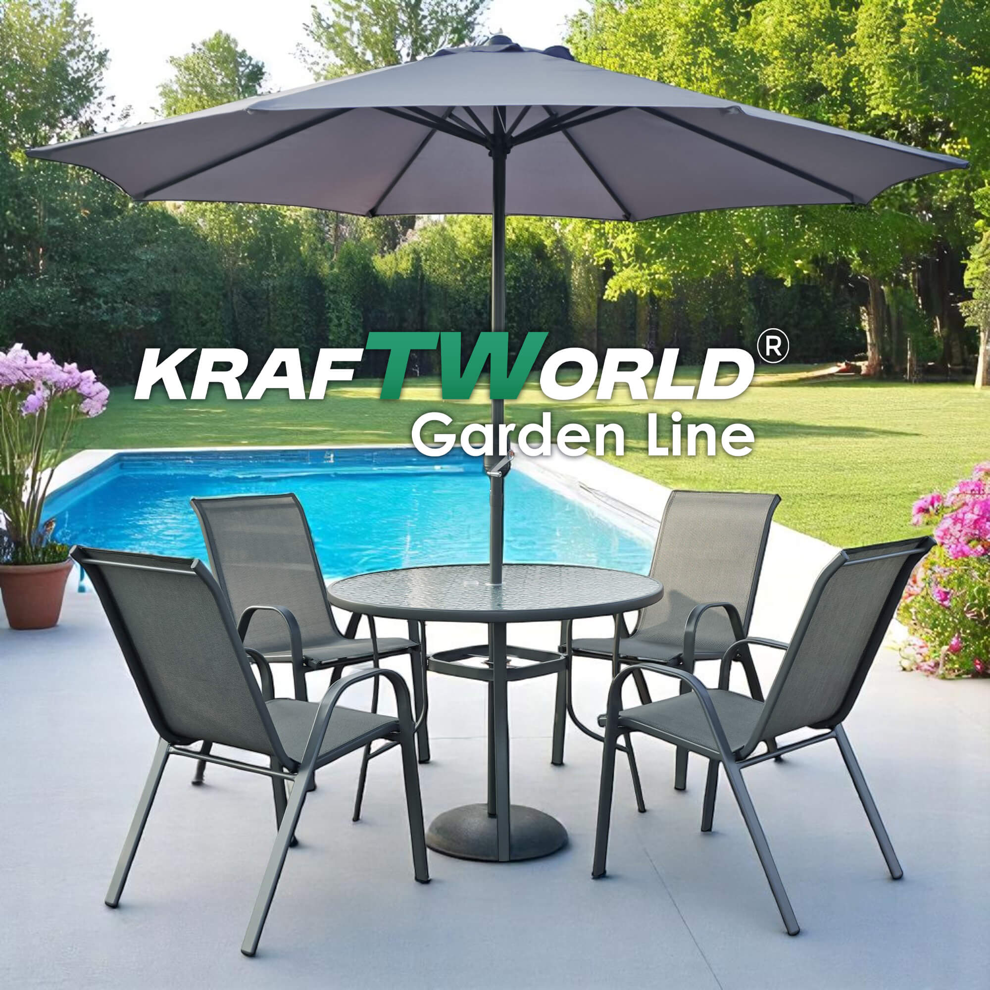Градински Kомплект Capri – 4 Стола и кръгла Маса Kraftworld Gardenline Водоустойчив ГРАДИНСКИ МЕБЕЛИ Градински Kомплект Capri – 4 Стола и кръгла Маса Kraftworld Gardenline Водоустойчив