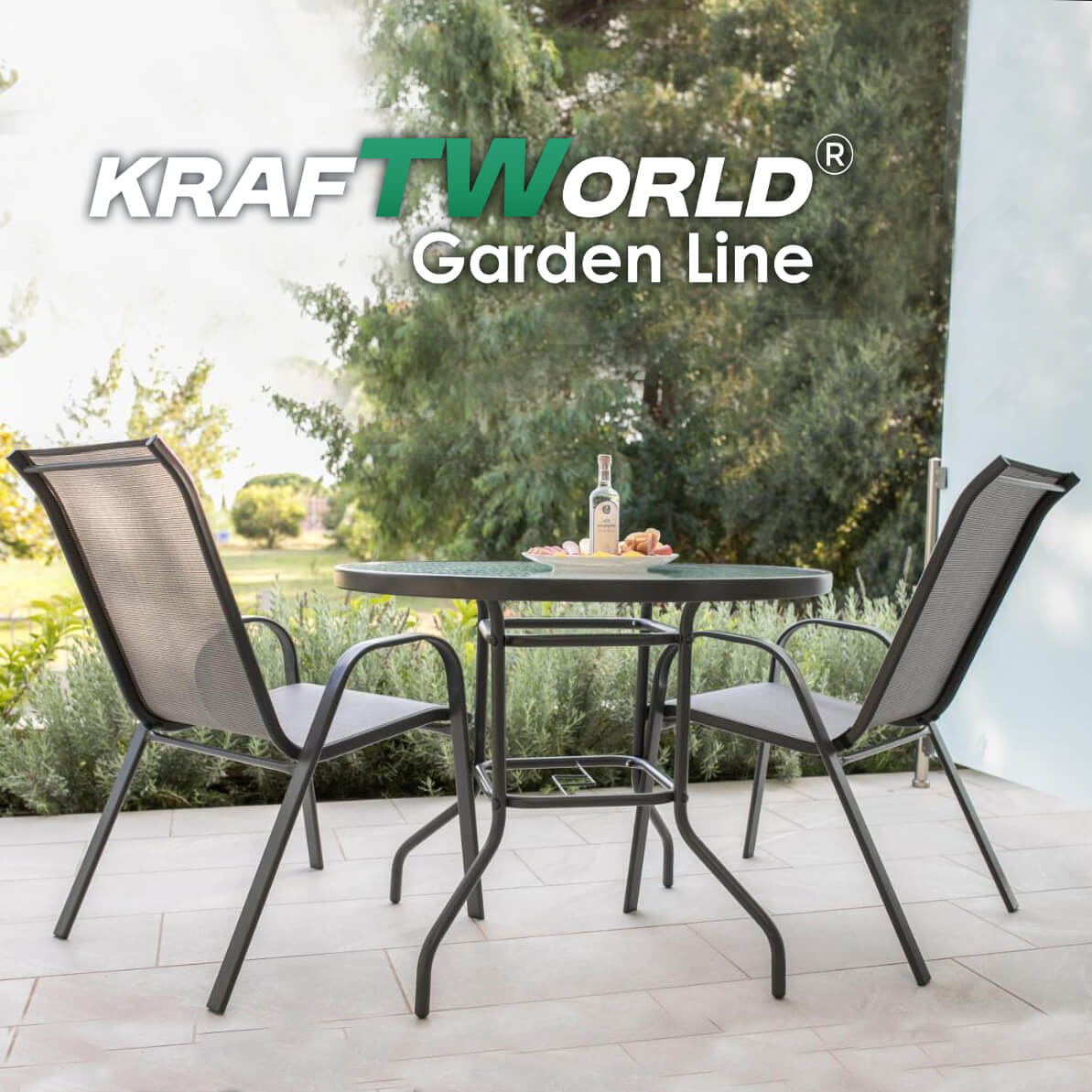 Градински Kомплект Capri – 4 Стола и кръгла Маса Kraftworld Gardenline Водоустойчив ГРАДИНСКИ МЕБЕЛИ Градински Kомплект Capri – 4 Стола и кръгла Маса Kraftworld Gardenline Водоустойчив