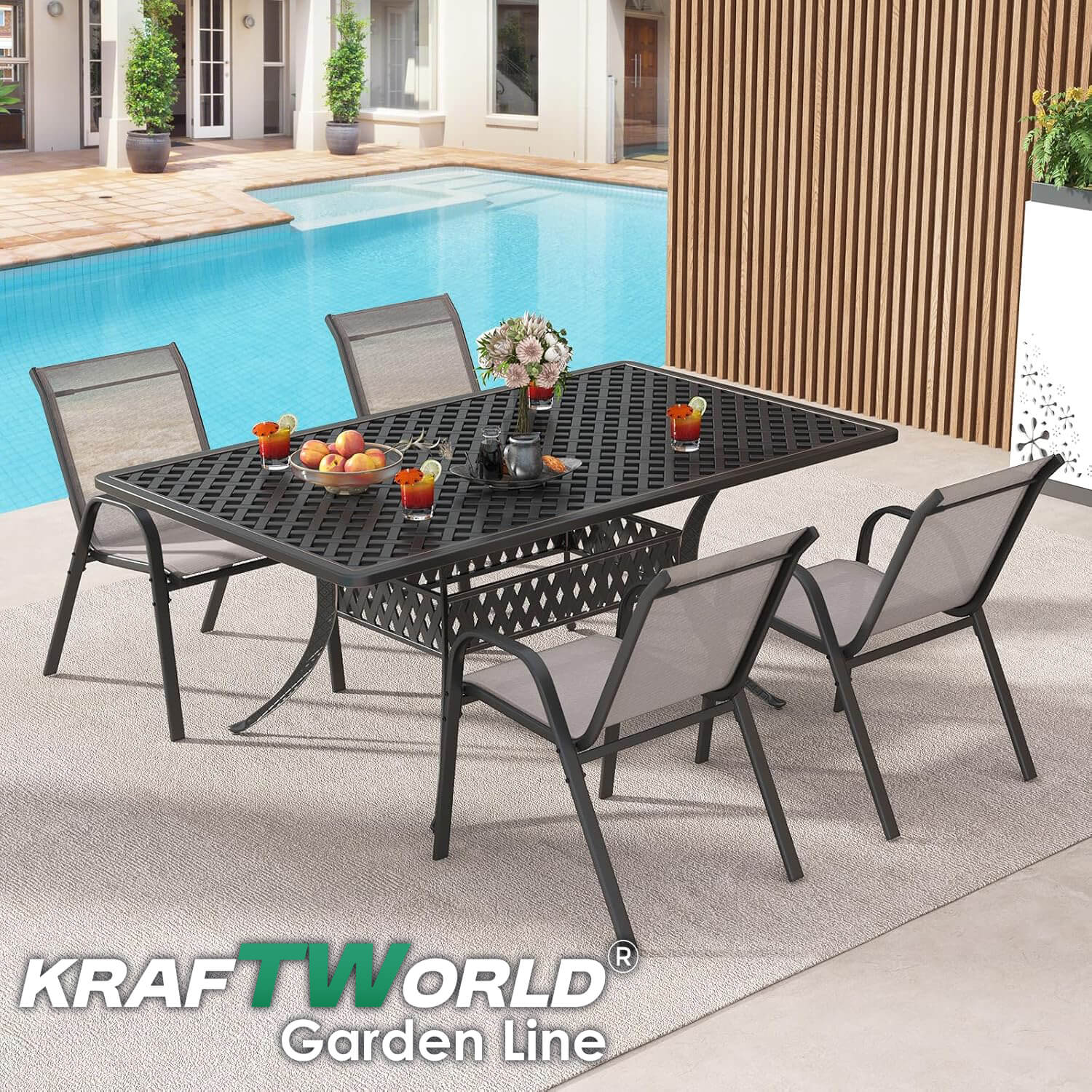 Градински Стол Capri – Kraftworld Gardenline – с Метална рамка и Дишаща материя ГРАДИНСКИ МЕБЕЛИ Градински Стол Capri – Kraftworld Gardenline – с Метална рамка и Дишаща материя