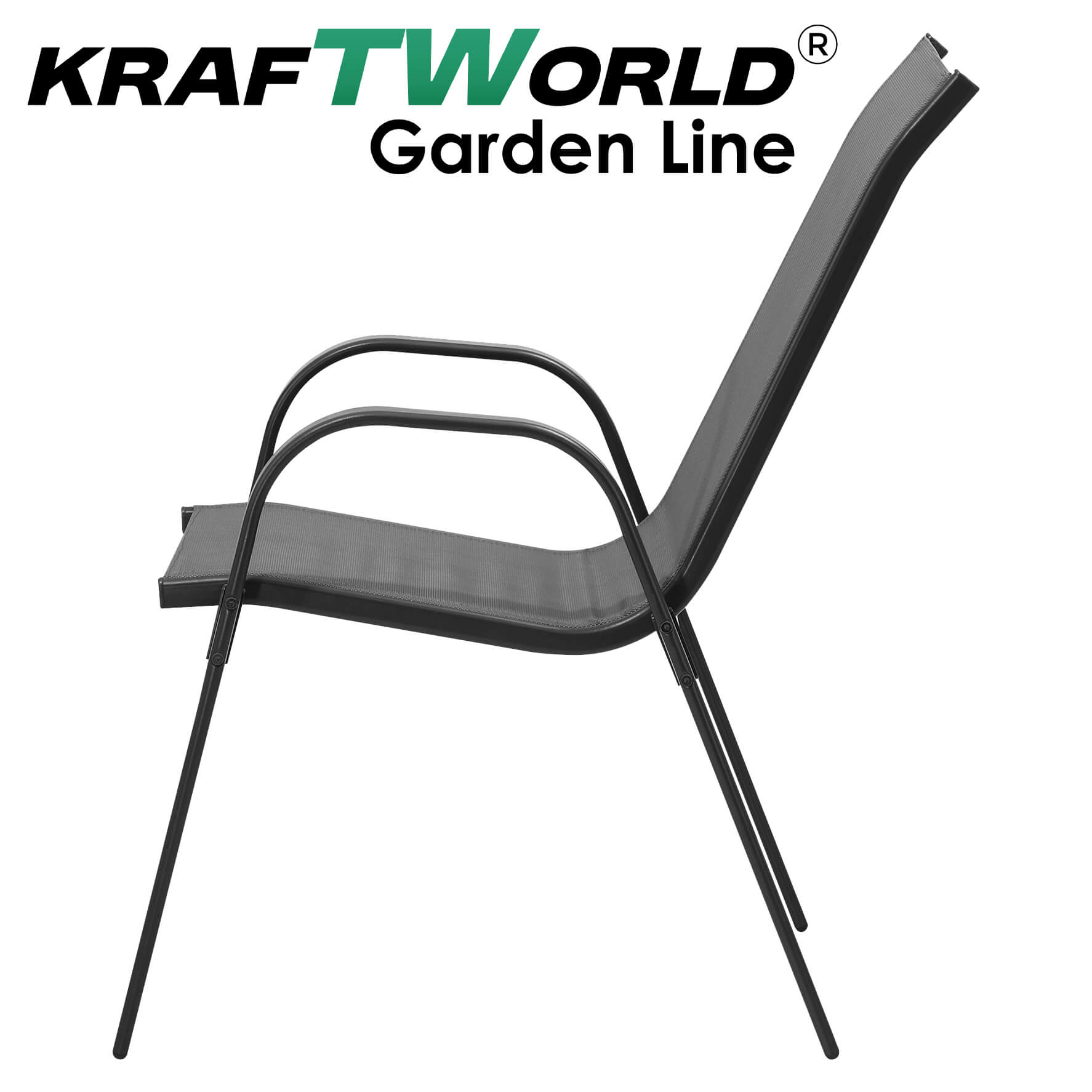 Градински Стол Capri – Kraftworld Gardenline – с Метална рамка и Дишаща материя ГРАДИНСКИ МЕБЕЛИ Градински Стол Capri – Kraftworld Gardenline – с Метална рамка и Дишаща материя