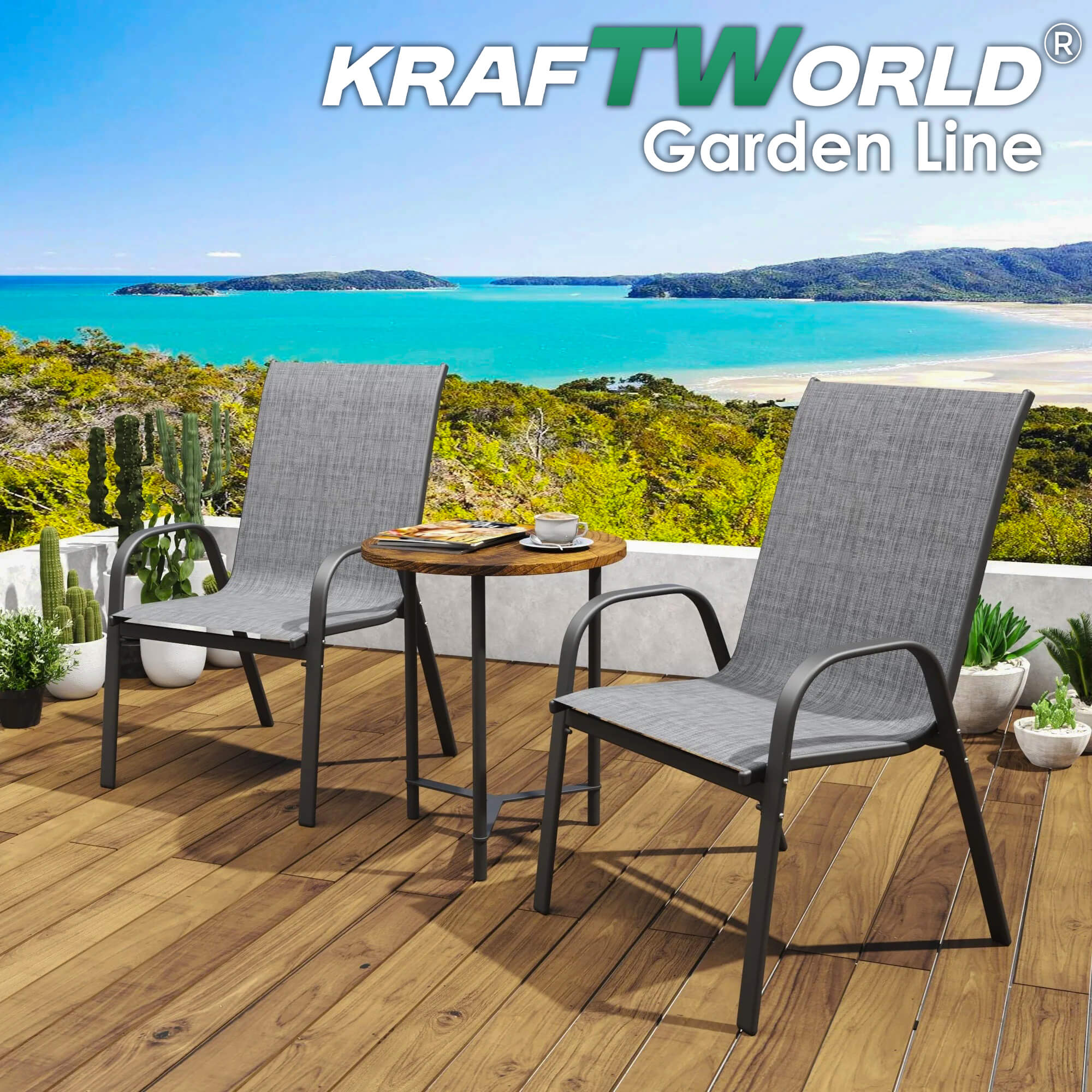 Градински Стол Capri – Kraftworld Gardenline – с Метална рамка и Дишаща материя ГРАДИНСКИ МЕБЕЛИ Градински Стол Capri – Kraftworld Gardenline – с Метална рамка и Дишаща материя