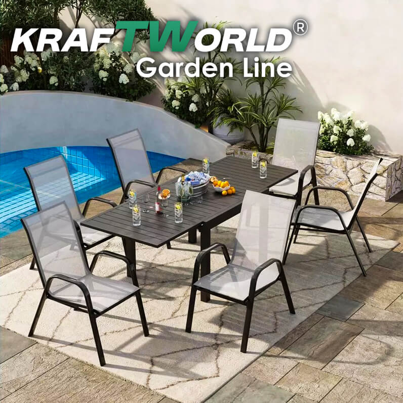 Градински Стол Capri – Kraftworld Gardenline – с Метална рамка и Дишаща материя ГРАДИНСКИ МЕБЕЛИ Градински Стол Capri – Kraftworld Gardenline – с Метална рамка и Дишаща материя