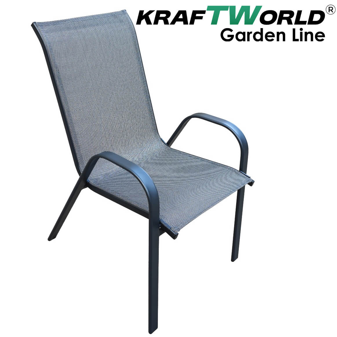 Градински Стол Capri – Kraftworld Gardenline – с Метална рамка и Дишаща материя ГРАДИНСКИ МЕБЕЛИ Градински Стол Capri – Kraftworld Gardenline – с Метална рамка и Дишаща материя