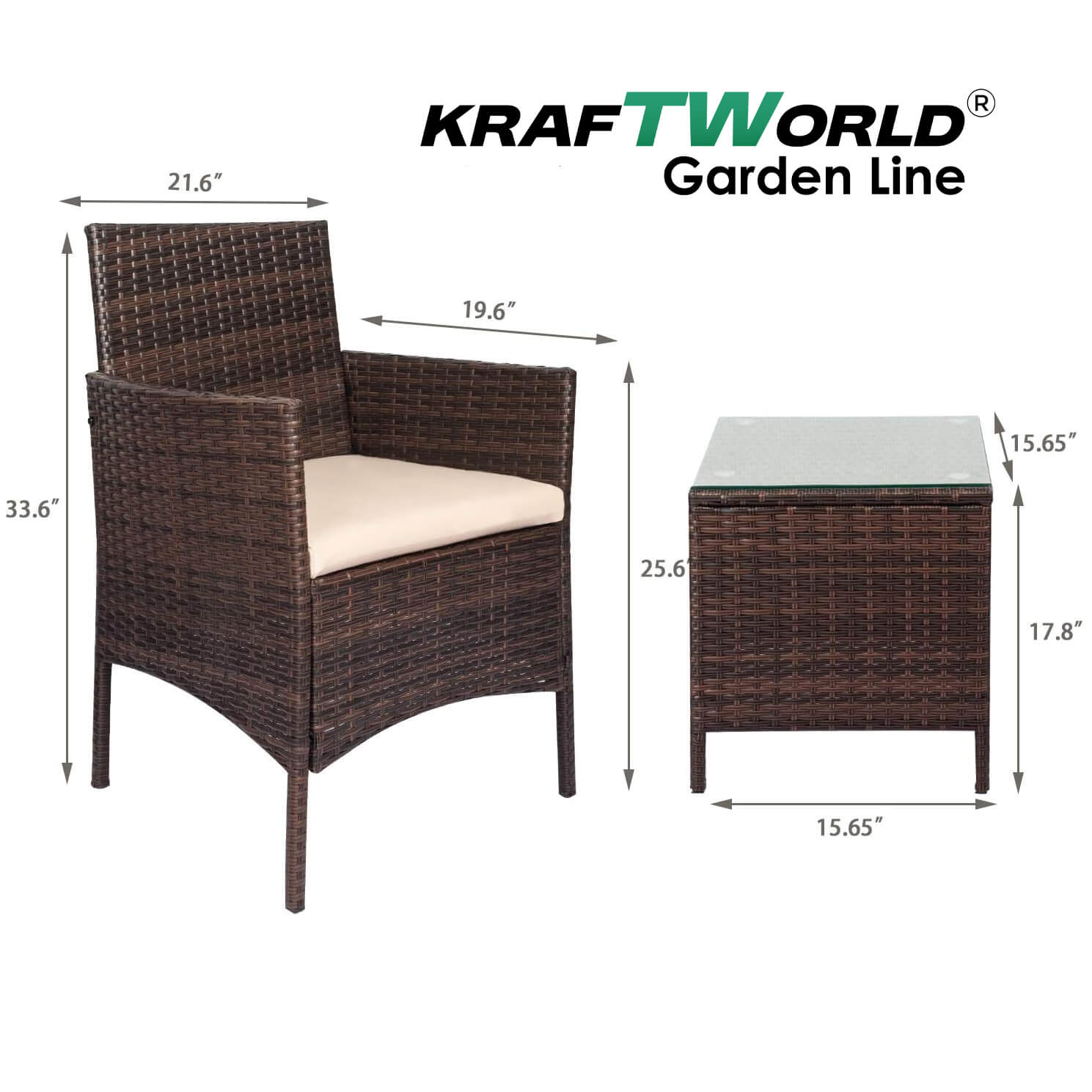 Луксозен Ратанов Комплект 2 Кресла и Маса Kraftworld Garden два стола и маса – UV и водоустойчиви ГРАДИНСКИ МЕБЕЛИ Луксозен Ратанов Комплект 2 Кресла и Маса Kraftworld Garden два стола и маса – UV и водоустойчиви