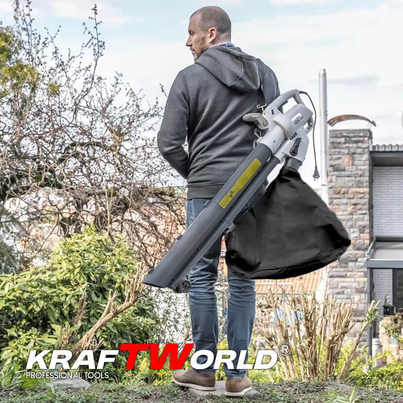 Мощен Електрически Листосъбирач KraftWorld 3000W и Подарък Втора Голяма Торба ГРАДИНСКИ ИНСТРУМЕНТИ Мощен Електрически Листосъбирач KraftWorld 3000W и Подарък Втора Голяма Торба