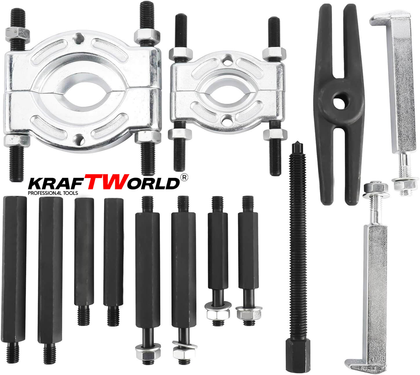 KraftWorld Pro – Инструмент за демонтаж на лагери и зъбни колела 30–70 мм АВТО KraftWorld Pro – Инструмент за демонтаж на лагери и зъбни колела 30–70 мм