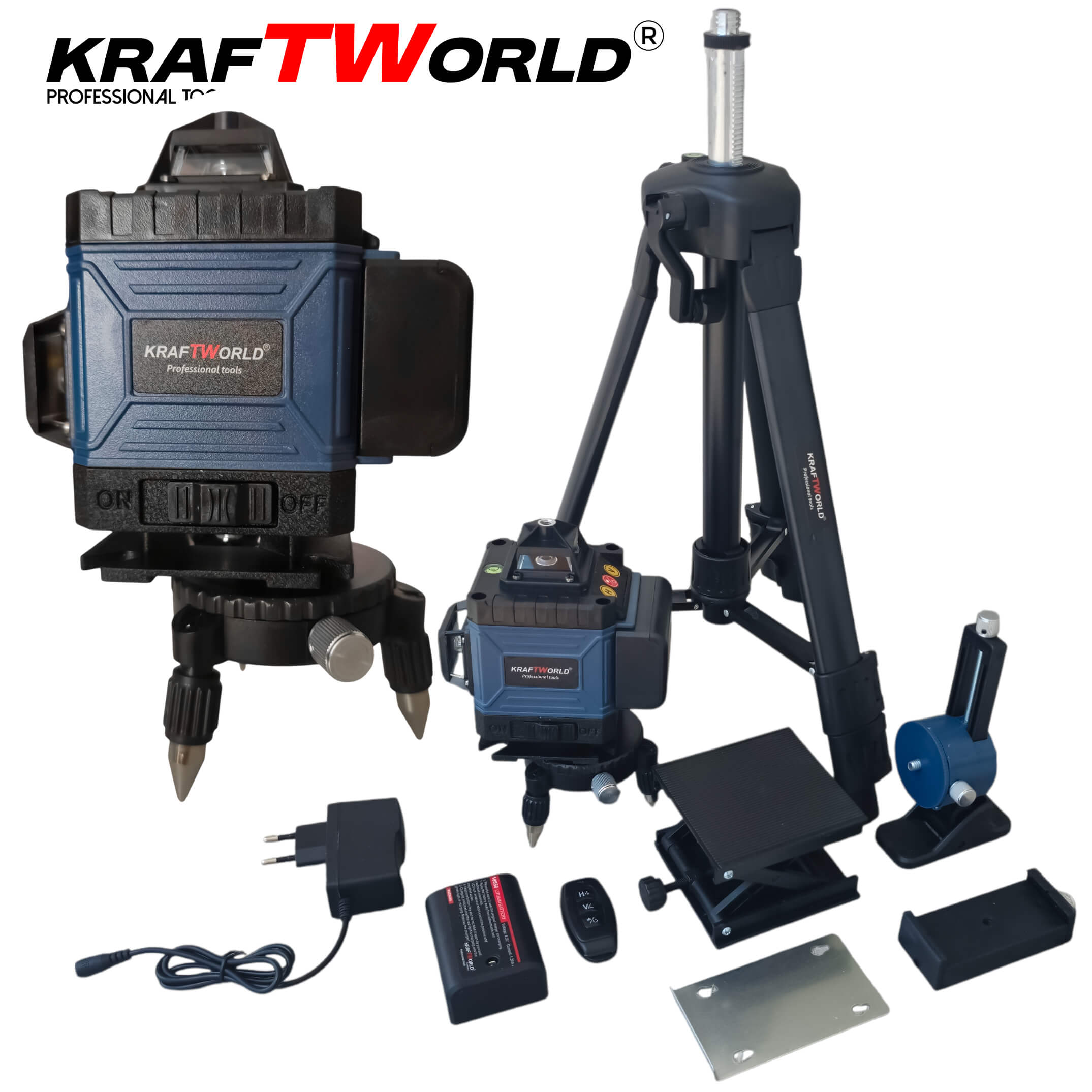 Комплект KraftWorld 5в1 – Лазерен нивелир, Гайковерт, Винтоверт, Перфоратор, Ъглошлайф с батерии и куфар АКУМУЛАТОРНИ ИНСТРУМЕНТИ Комплект KraftWorld 5в1 – Лазерен нивелир, Гайковерт, Винтоверт, Перфоратор, Ъглошлайф с батерии и куфар