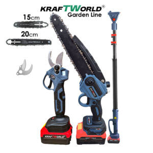 Комплект 3в1 KraftWorld – Резачка с омасляване 15 и 20см , Ножица и Телескопичен Прът 2,5м