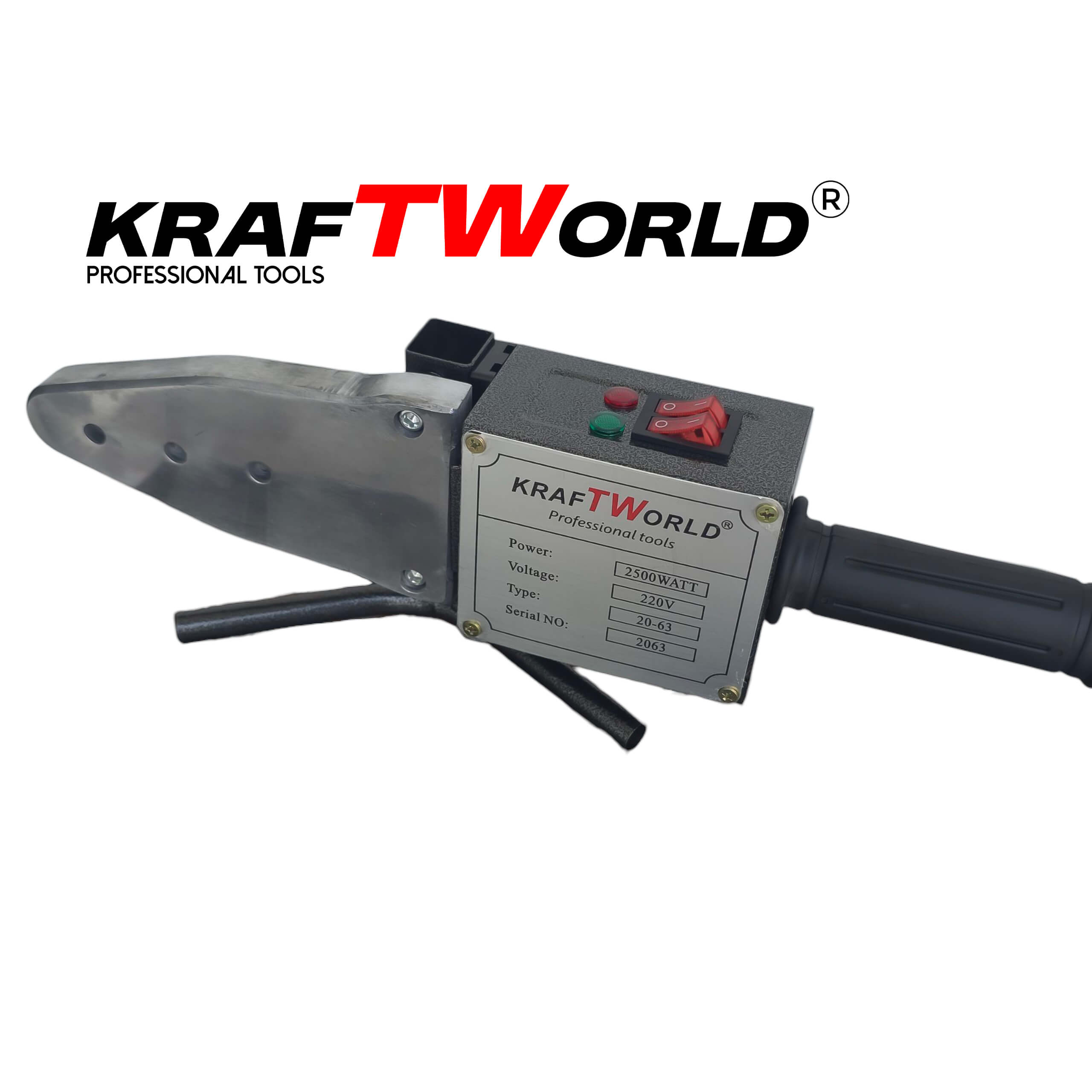 Лепачка KraftWorld 2500W за PPR тръби | Ф20–63 мм + Ножица и аксесоари в метален куфар ЕЛЕКТРИЧЕСКИ ИНСТРУМЕНТИ Лепачка KraftWorld 2500W за PPR тръби | Ф20–63 мм + Ножица и аксесоари в метален куфар