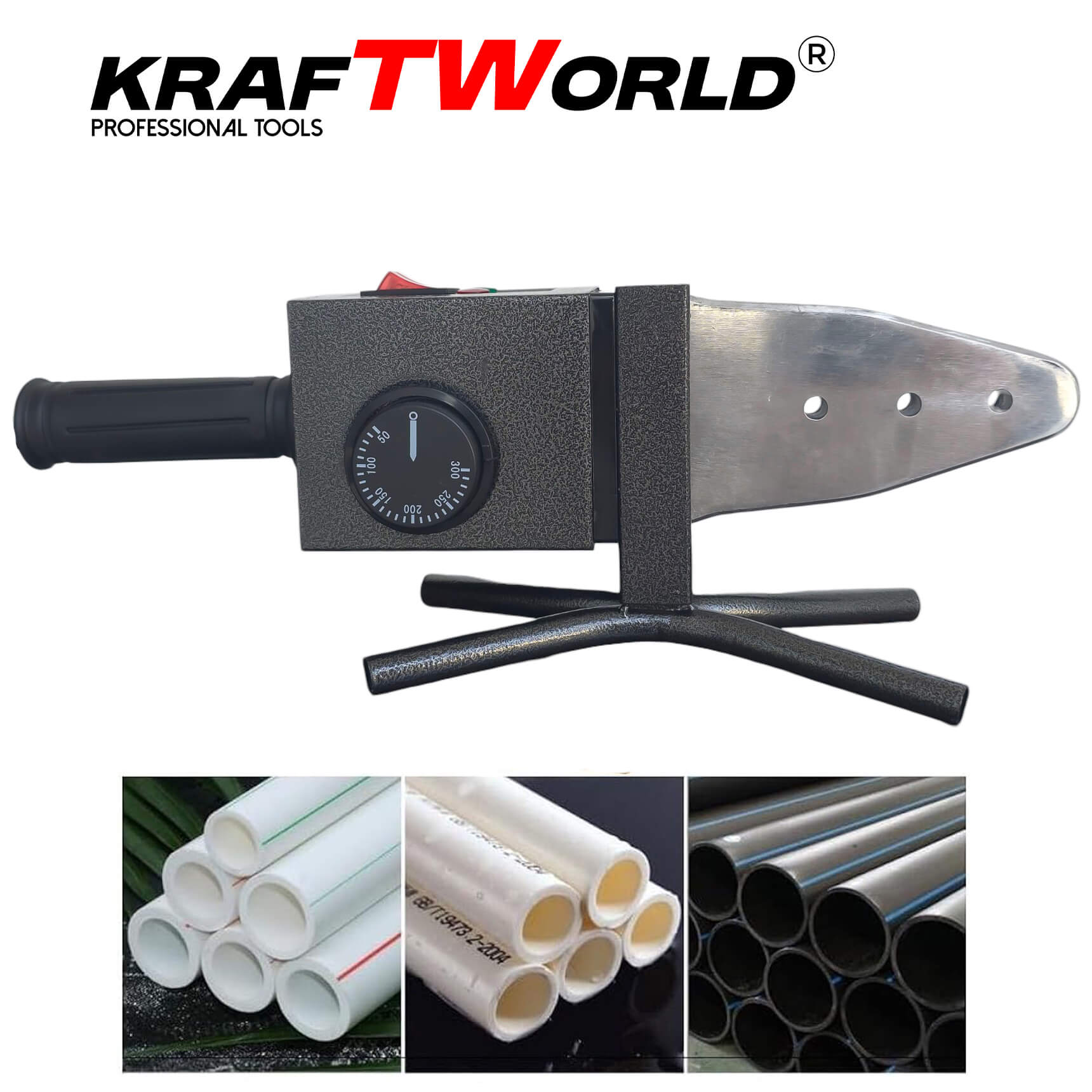 Лепачка KraftWorld 2500W за PPR тръби | Ф20–63 мм + Ножица и аксесоари в метален куфар ЕЛЕКТРИЧЕСКИ ИНСТРУМЕНТИ Лепачка KraftWorld 2500W за PPR тръби | Ф20–63 мм + Ножица и аксесоари в метален куфар