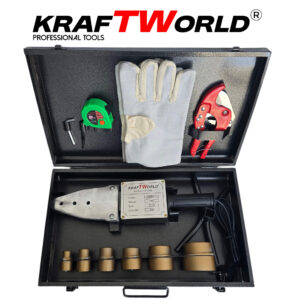 Лепачка KraftWorld 2500W за PPR тръби | Ф20–63 мм + Ножица и аксесоари в метален куфар