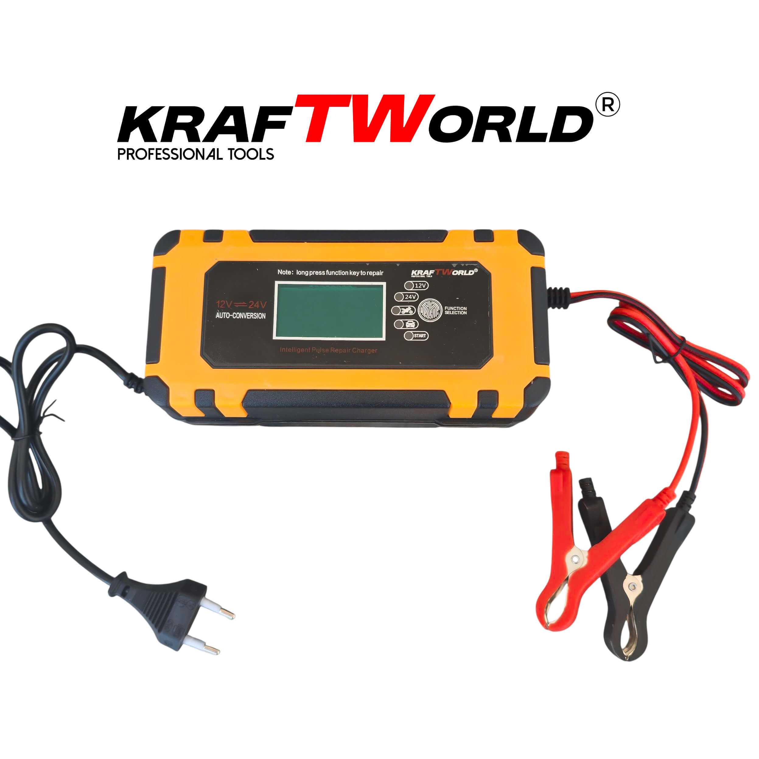 Автоматично Зарядно Устройство за акумулатори KraftWorld 12V – за кола, мотор, лодка АВТО Автоматично Зарядно Устройство за акумулатори KraftWorld 12V – за кола, мотор, лодка