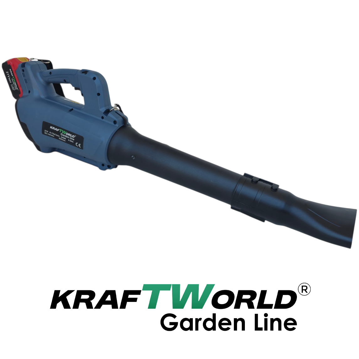 Акумулаторна Духалка за листа KraftWorld Garden Line – 21V, 240W, с 2 батерии АКУМУЛАТОРНИ ИНСТРУМЕНТИ Акумулаторна Духалка за листа KraftWorld Garden Line – 21V, 240W, с 2 батерии